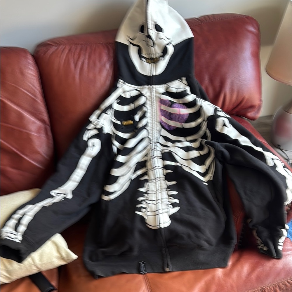 Lrg Black and White Bomber Jacket with Skeleton Design